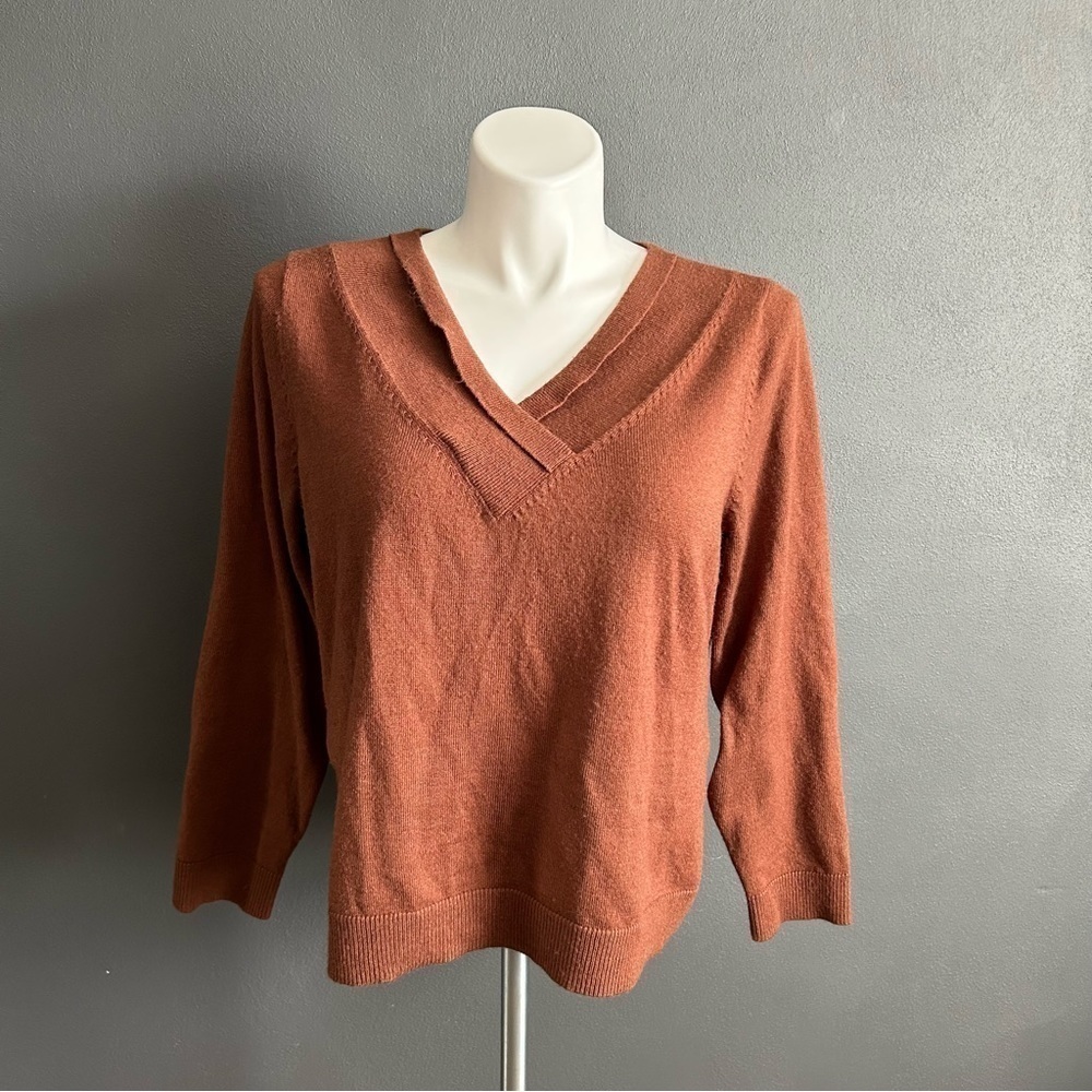 Cj Banks Women’s Brown V-Neck Sweater